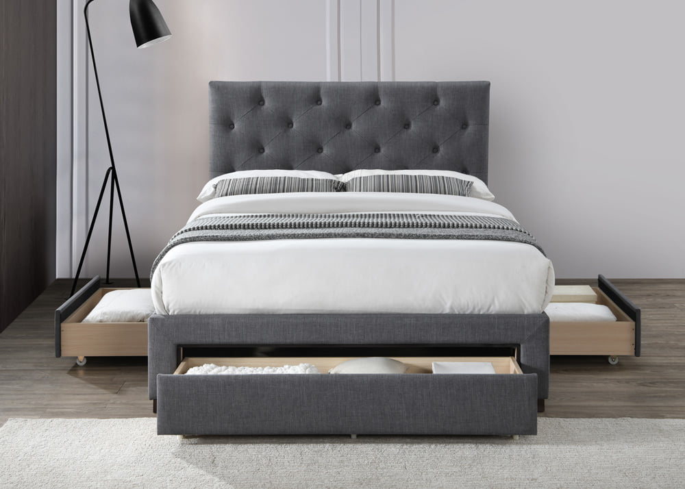 Limelight Monet Fabric Bed With Drawers DARKGREY2