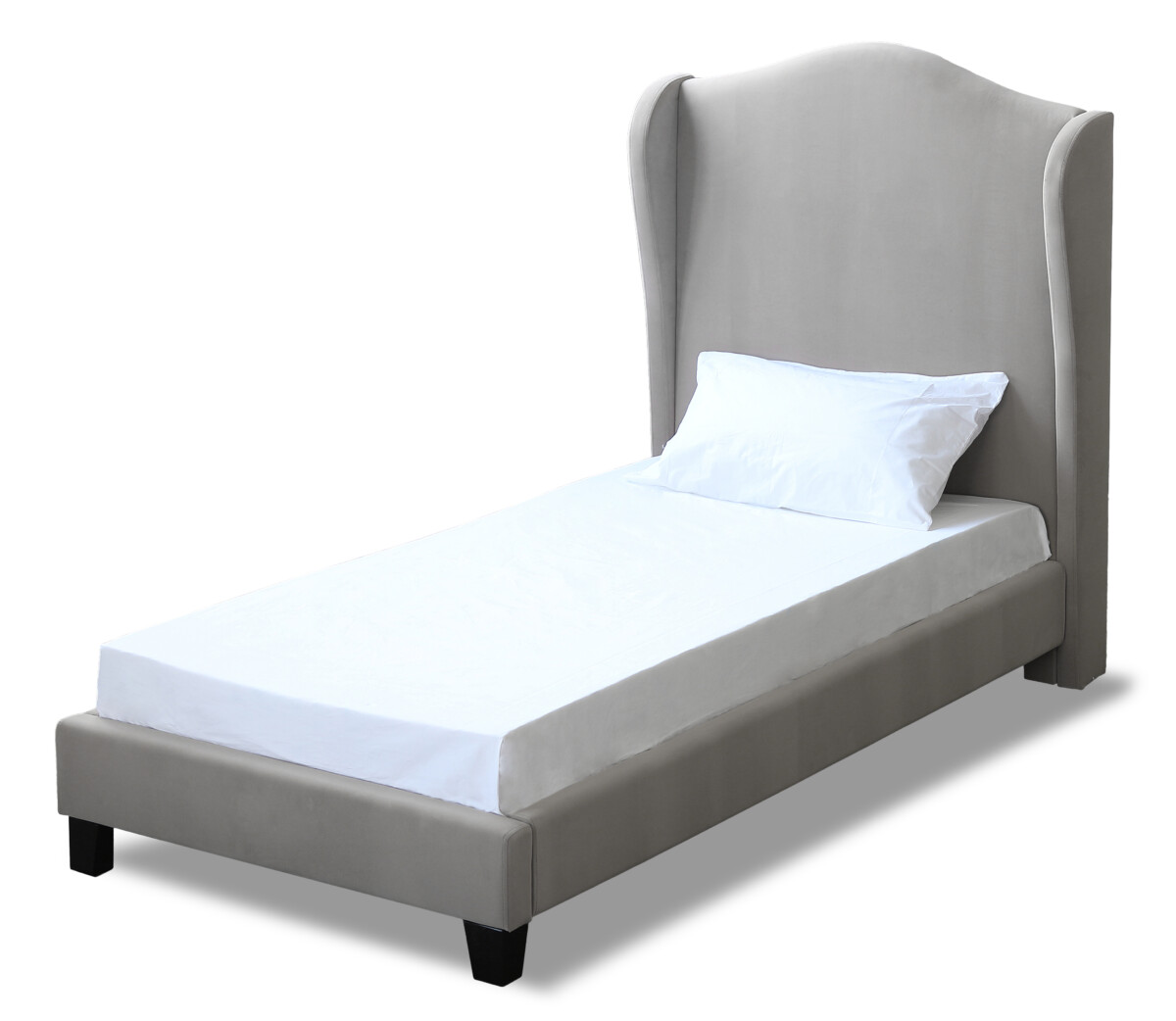 Chateaux single bed in silver velvet